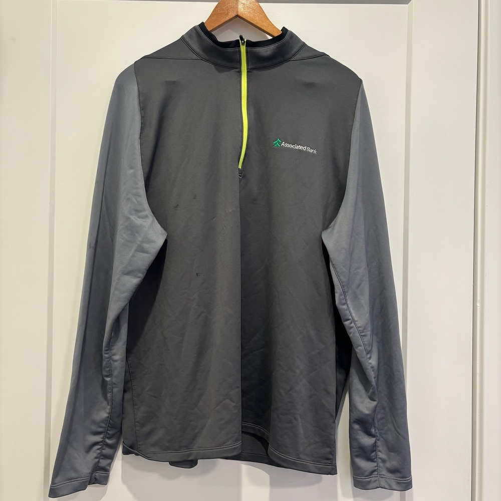 Nike Golf Dri Fit 1/4 Zip Pullover Shirt Associated Bank‎ Logo Men's XL Gray